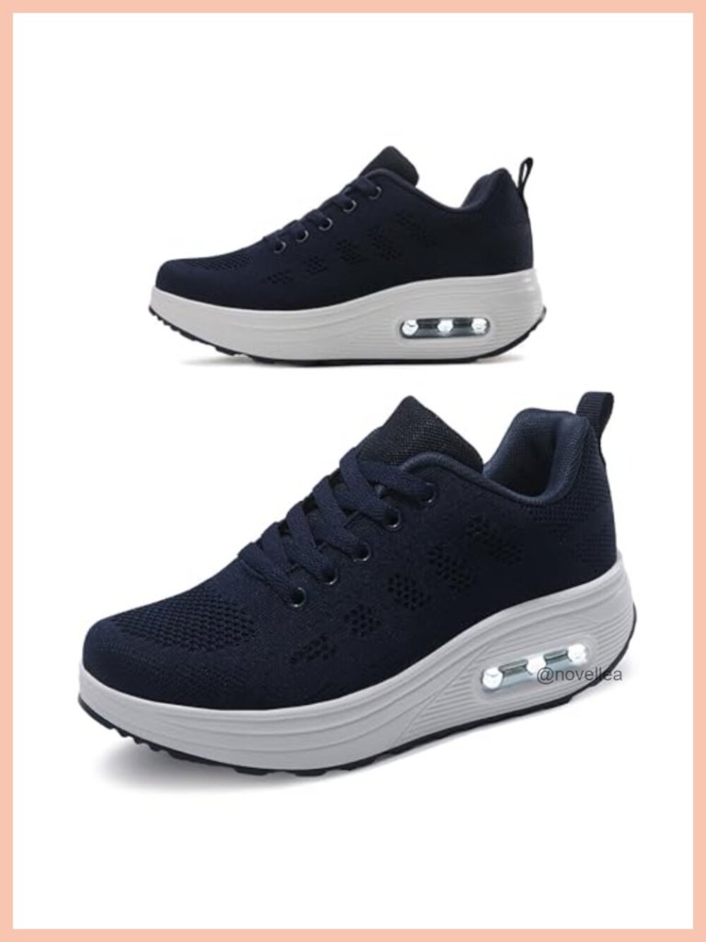 Platform Sneakers Air Cushion Walking Shoes Comfortable Thick Rocker Bottom